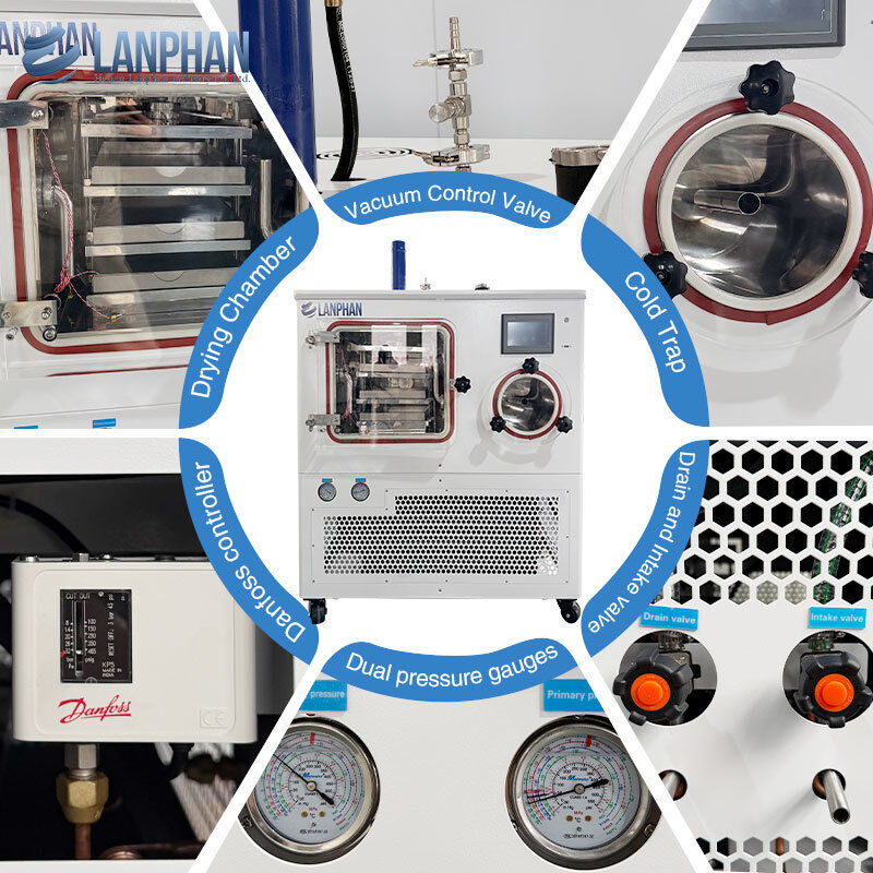 -75°C Индивидуальная лабораторная сушилка для замораживания, 3 лотка, фармацевтическая сушилка для замораживания с вакуумным насосом