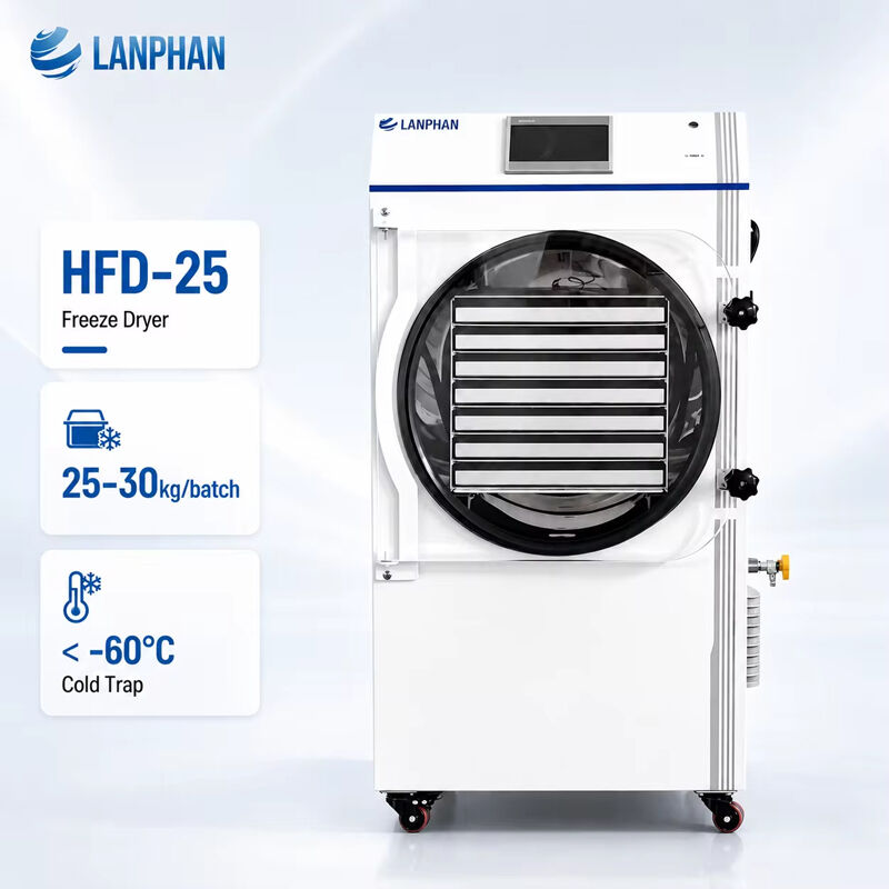 LANPHAN HFD-25 Commercial Freeze Dryer 25-30kg per Batch Vacuum Lyophilizer with 2.5m² Tray Space and Stainless Steel Construction